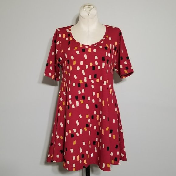 LuLaRoe Perfect T Swing Top Women’s XXS Red Flowy Playful Modern Retro - Picture 1 of 9